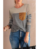 Azura Exchange Pinstripe Patch Pocket Top - M