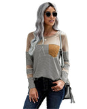 Azura Exchange Pinstripe Patch Pocket Top - M