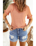 Azura Exchange Frill V Neck T-shirt - M