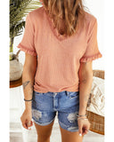 Azura Exchange Frill V Neck T-shirt - M