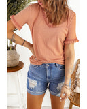 Azura Exchange Frill V Neck T-shirt - M