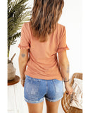 Azura Exchange Frill V Neck T-shirt - M