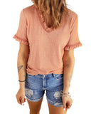 Azura Exchange Frill V Neck T-shirt - M