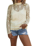 Azura Exchange Mock Neck Lace Blouse - L