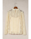 Azura Exchange Mock Neck Lace Blouse - L