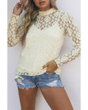 Azura Exchange Mock Neck Lace Blouse - L