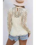 Azura Exchange Mock Neck Lace Blouse - L