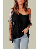 Azura Exchange Leopard Sleeve Top - M