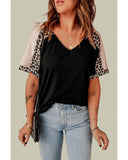 Azura Exchange Leopard Sleeve Top - S