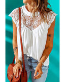 Azura Exchange Crochet Patchwork Cap Sleeves Flowy Top - M