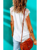 Azura Exchange Crochet Patchwork Cap Sleeves Flowy Top - M