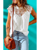 Azura Exchange Crochet Patchwork Cap Sleeves Flowy Top - M