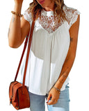 Azura Exchange Crochet Patchwork Cap Sleeves Flowy Top - M