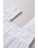 Azura Exchange Puckered Texturing Ruffled Cap Sleeves Babydoll Top - L