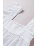 Azura Exchange Puckered Texturing Ruffled Cap Sleeves Babydoll Top - L