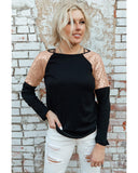 Azura Exchange Sequin Shoulder Long Sleeve Top - M