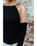 Azura Exchange Sequin Shoulder Long Sleeve Top - M