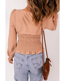 Azura Exchange Swiss Dot Smocked Waist Top - L