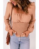 Azura Exchange Swiss Dot Smocked Waist Top - L