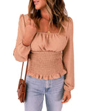 Azura Exchange Swiss Dot Smocked Waist Top - L