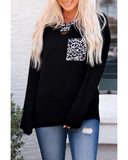 Azura Exchange Leopard Patch Pocket Long Sleeve Top - S