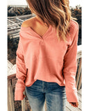 Azura Exchange Split V Neck Long Sleeve Top - XL