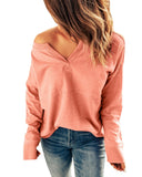 Azura Exchange Split V Neck Long Sleeve Top - XL
