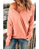 Azura Exchange Split V Neck Long Sleeve Top - XL