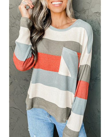 Azura Exchange Ribbed Knit Top with Pocket - 2XL