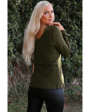 Azura Exchange Eyelet Neckline Ribbed Knit Long Sleeve Top - M