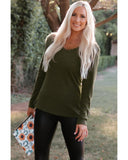 Azura Exchange Eyelet Neckline Ribbed Knit Long Sleeve Top - M