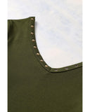 Azura Exchange Eyelet Neckline Ribbed Knit Long Sleeve Top - M