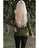 Azura Exchange Eyelet Neckline Ribbed Knit Long Sleeve Top - M