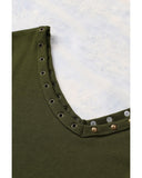 Azura Exchange Eyelet Neckline Ribbed Knit Long Sleeve Top - M