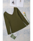 Azura Exchange Eyelet Neckline Ribbed Knit Long Sleeve Top - S