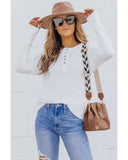 Azura Exchange Waffle Knit Henley Top - XL