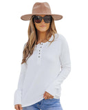 Azura Exchange Waffle Knit Henley Top - XL