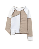 Azura Exchange Color Block Rib Knit Top - L