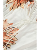 Azura Exchange Floral Off Shoulder Blouse with Ruffled Details and Tassel Tie - L