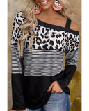 Azura Exchange Leopard Striped Long Sleeve Blouse - M