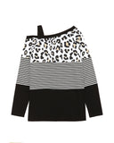 Azura Exchange Leopard Striped Long Sleeve Blouse - M