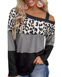 Azura Exchange Leopard Striped Long Sleeve Blouse - M
