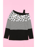 Azura Exchange Leopard Striped Long Sleeve Blouse - M