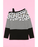 Azura Exchange Leopard Striped Long Sleeve Blouse - M