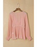 Azura Exchange Textured Tie Front Peplum Blouse - 2XL