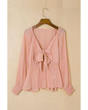 Azura Exchange Textured Tie Front Peplum Blouse - 2XL