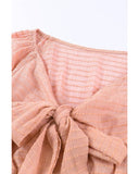 Azura Exchange Textured Tie Front Peplum Blouse - 2XL