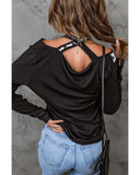 Azura Exchange Leopard Cut Out Long Sleeve Top - S