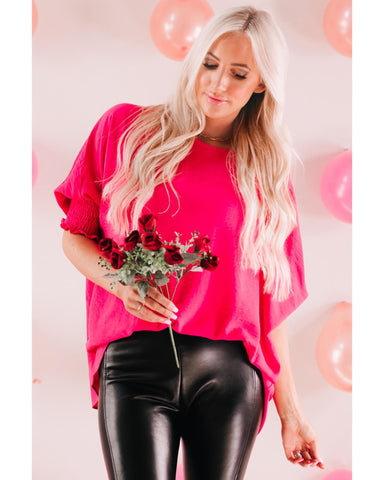 Azura Exchange Smocked Wrist Shift Top - L