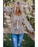 Azura Exchange Floral Front Tie Top in Multicolor Faux Two-piece Design - 2XL